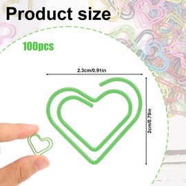 lasuroa 100pcs Heart Shaped Paper Clips, Small Cute Metal Love Heart Decorative Colored Paperclips for Office School Notes Documents Scrapbooking Wedding Fancy Decor & Craft Projects (Multicolors)