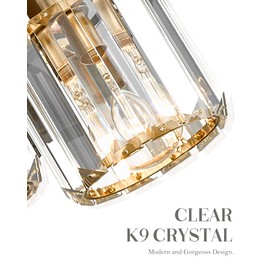 Cargifak Crystal Vanity Lights, Modern 3-Light Bathroom Lights Over Mirror, Bathroom Light Fixtures with Polished Gold Finish, 4835-3W-PG