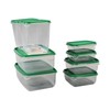 17PCS Food Container Green Fridge Bins Food Grade Plastic Leakage