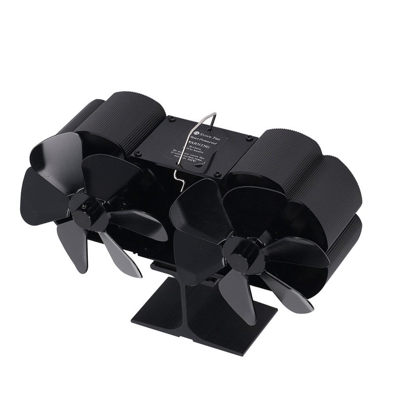 6 Blades Heat Powered Stove Fan Dual Head Fireplace Fan