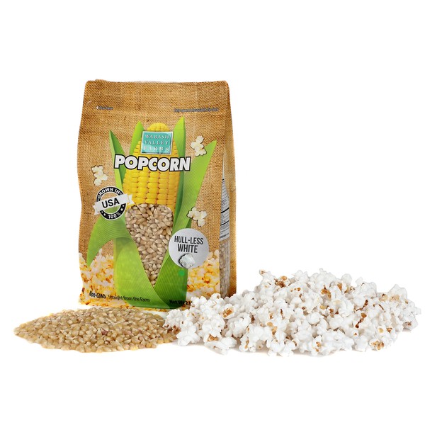Wabash Valley Farms Popcorn Kernels - Hull-Less Baby White Popcorn Kernels, Gourmet Popcorn Kernels for Popcorn Maker, White Popcorn Kernels for Popping, Non-GMO Popcorn Seeds, Popping Corn (2 lb)