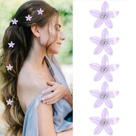 Set of 10 Purple Flower Hair Clips Cute Little Accessories Rhinestone Metal for Women Wedding Bridal Outfits Perfect for Hair Accessories and Decorative Clips for Girls