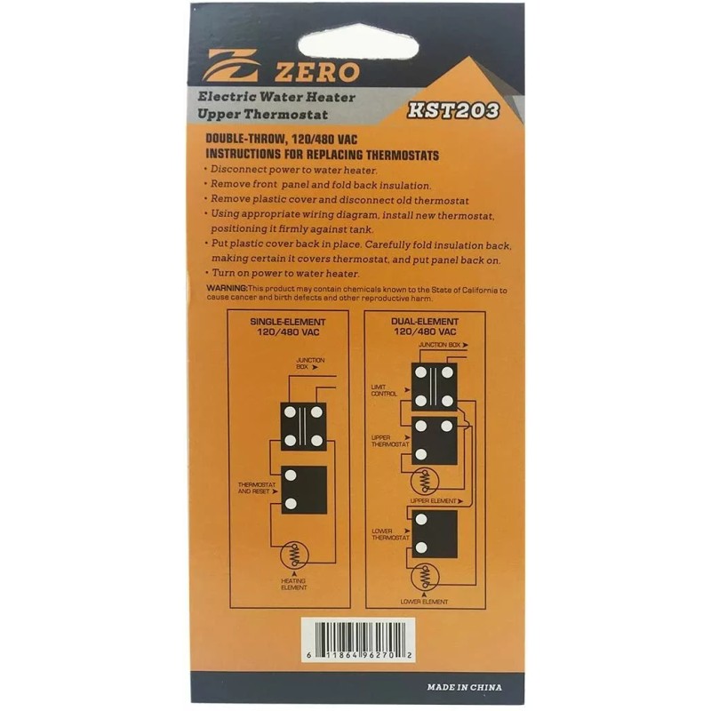 ZERO THERMOSTAT FOR DOUBLE ELEMENT TANKS ELECTRIC WATER HEATER