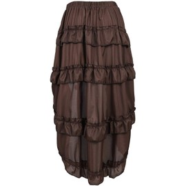 ADELCE Women's Steampunk Gothic High Low Cyberpunk Victorian Skirt Medieval Renaissance Skirts Cosplay Outfits, Coffee, XX-Large