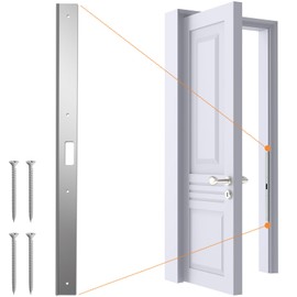 24" Interior Door Jamb Repair Kit for Interior Doors，Extended Door Strike Plate Reinforcement Plate for Interior Door Deadbolt, Fit Any Interior Door Jamb Door Frame (Satin Nickel)