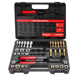 AUPREX 49Pcs Thread Chaser Set, UNC, UNF & Metric Thread Repair Kit with Taps, Dies and Thread Files for Re-Threading, Universal Metric and SAE Thread Chaser Kit