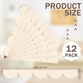 Threehoney 12 Pack Unfinished Scalloped Decorative Wood Trim Scalloped Edge Decorative Wood Molding Cute DIY Moulding Trim for Home Wall Cabinet Shelf and Window Door (15.75 x 1.57 Inch)