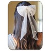 JONKY Wedding Bow-Knot Veil White Pearl Hair Clip Tulle Bridal