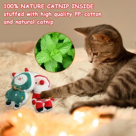 FOIMAS 3pcs Christmas Catnip Toys,Xmas Cat Toys Plush Santa Claus Snowman Tree Interactive Chew Bite Toys for Cat Kitten Indoor
