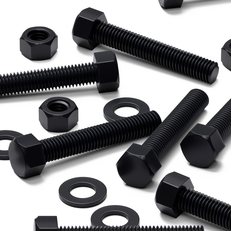 10x Black Polypropylene (PP) Hex Head Bolts M12 x 70