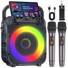 Karaoke Machine with Two Wireless Microphones, Portable Karaoke Machine for