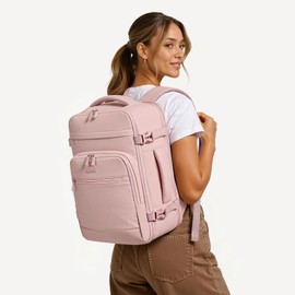 mibasies 30L Travel Backpack for Women & Men: Flight Approved Carry On Backpack, TSA Personal Item Bag with Water Bottle Pocket, Weekender Essentials Backpacks fits 15.6" Laptop - Pink