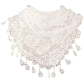 MAIRY Catholic Chapel Mantilla Veil Mass Lace Veil Spanish Head Scarf Religious Orthodox Veils Church Wedding Veil (White) 148004