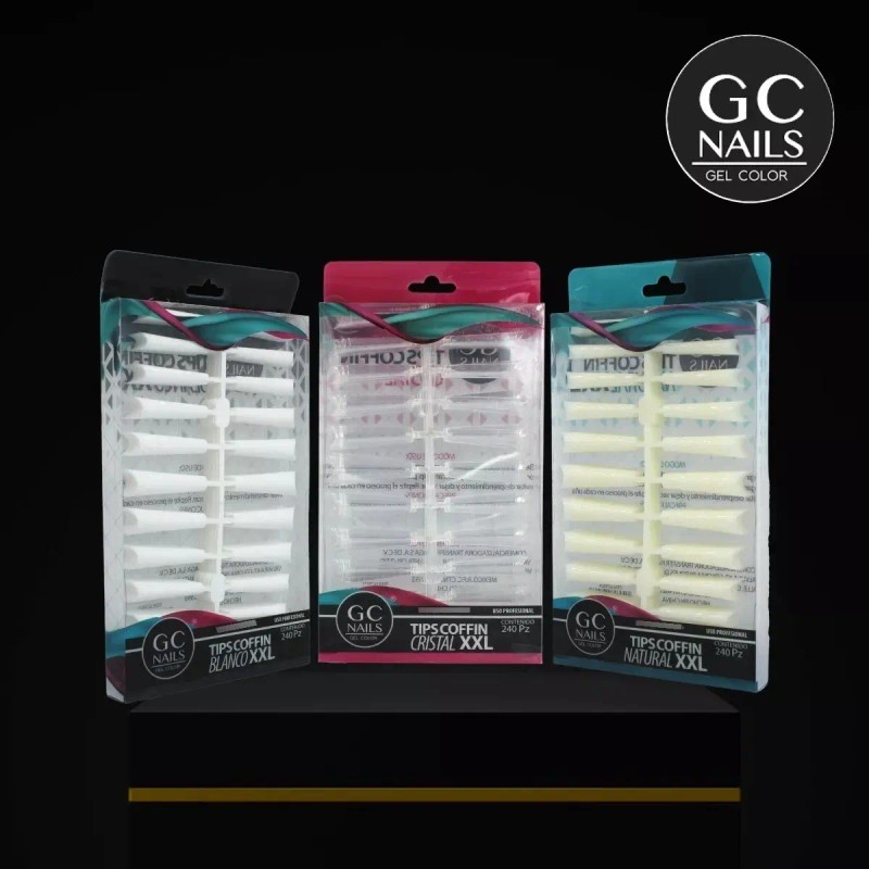 Tip Xxl Coffin 240 Pzs, Uñas Acrilicas , Gc Nails