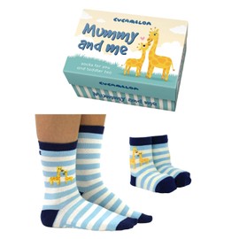 Mama and I Cucamelon Giraffe Socks for Mother and Child (2 Pairs) - Stocking, blue