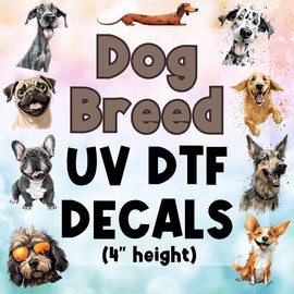 Dog Breed UV DTF DECALS, 4" height, Funny Dog Stickers - Dog Choice: Poodle 1