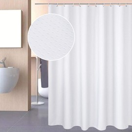 AooHome 36x72 Inch Shower Curtain, Stall Size Fabric Weave Waffle Bathroom Curtain with Hooks, Weighted Hem, Heavy Duty, Water Repellent, 36 Width by 72 Height, White