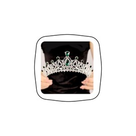 Rannyrena Crystal Wedding Tiaras and Crowns for Women Elegant Royal Queen Crown Sparkling Rhinestone Bridal Headbands Princess Quinceanera Headpieces for Birthday Prom Pageant Party (Silver-green)