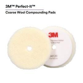 3M Perfect-It Random Orbital Coarse Wool Compounding Pad, 5"/130 mm, White, 34120, Orbital Pads for Automotive Compounding and Polishing