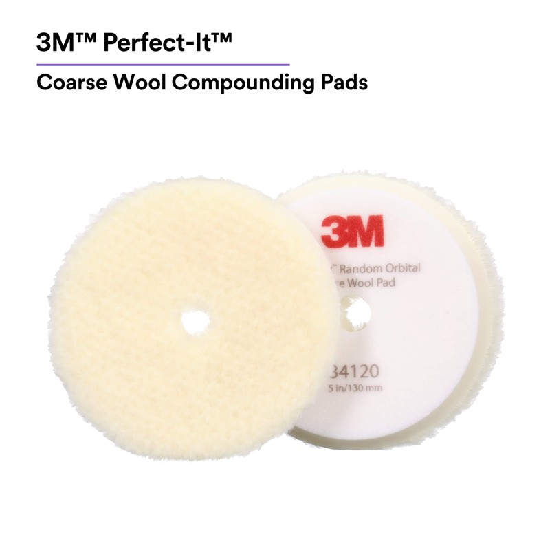 3M Perfect-It Random Orbital Coarse Wool Compounding Pad, 5"/130 mm,