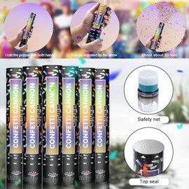 Confetti Cannon Party Confetti Poppers (6 Pack) - Anfly Multicolor Confetti Shooters, Biodegradable Confetti Blaster for Birthday, Graduation, Wedding, Christmas, New Year's Eve