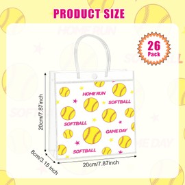 Kidum 26 Pcs Softball Goodie Bags Clear Softball Treat Bags Sport Theme Party Favor Bags for Team Snack Birthday