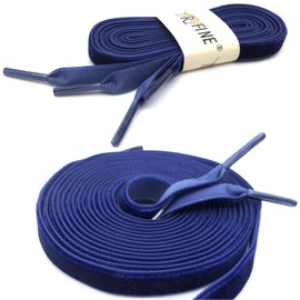 YJRVFINE Single Sided Velvet Shoelaces: 2 Pairs 71 Inch Navy Blue Flat Velour hoe Laces for Women