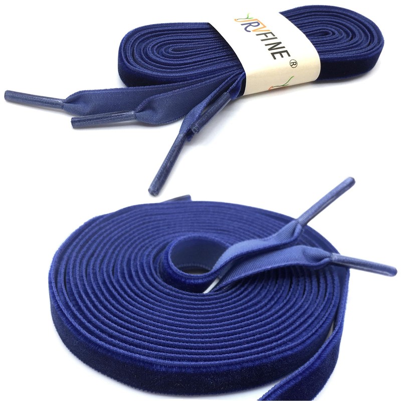 YJRVFINE Single Sided Velvet Shoelaces: 2 Pairs 71 Inch Navy
