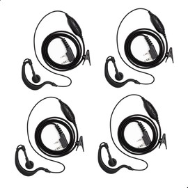 Pack of 4, Walkie Talkie Earpiece with Mic and PTT Button, Strengthen Durable Cable, 2 Pin Connector, Two-Way Radio Headsets for Baofeng UV-5R UV-82 BF-F8HP Walkie Talkies