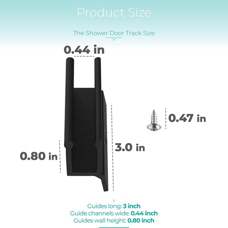 Sliding Shower Door Bottom Guide 1/2" x 3" for Shower
