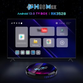 H96Max Android 13.0 Smart TV Box RK3528 Quad-core UHD 4K Media Player H.265 8K Decoding HDR10+ 2.4G/5G WiFi6 BT5.0 4GB+64GB with Remote Control LED Display
