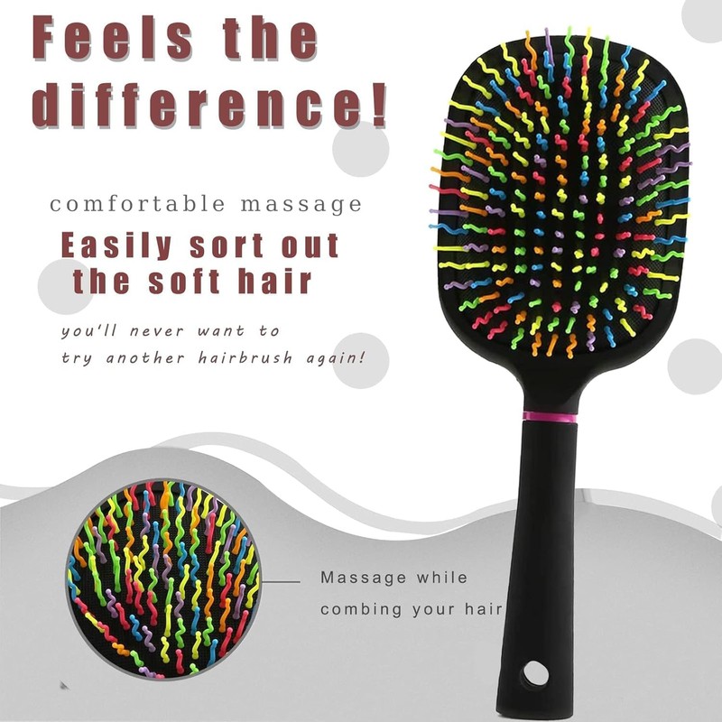 AISHIKEKE 1000RB Rainbow Paddle Mane and Tail Brush Detangler Plastic