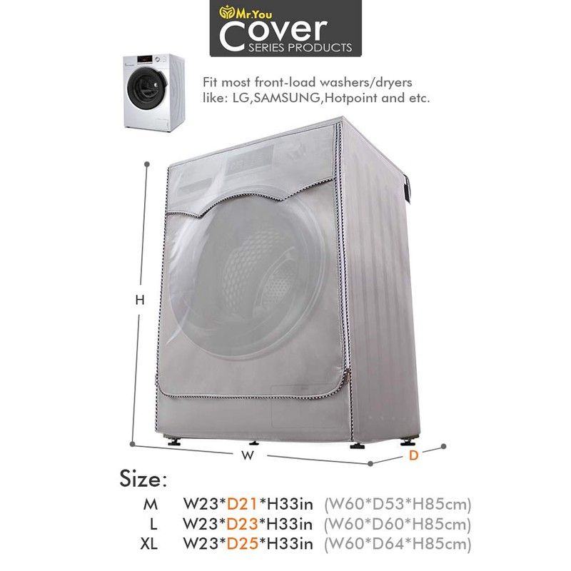 Mr.You Washing Machine Dustproof Cover for Front Washing Machine (Silver)