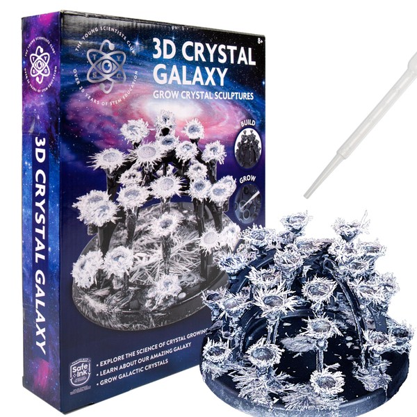 The Young Scientists Club 3D Crystal Galaxy, Grow Crystal Sculptures, Crystal Growing Kit for Kids Science Experiments Gifts for Boys & Girls, STEM Kits for Kids, STEM Toys, 8 Year Old Boy Gift