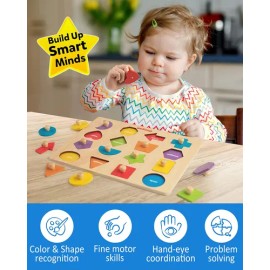 Puzzle De Clavijas De Madera Coogam Montessori, Tablero De C                                                                                          