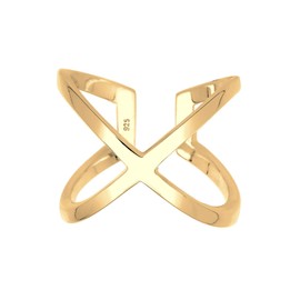 Elli Women's Ring with Cross Symbol Blogger Statement in 925 Sterling Silver, Gold-Plated Silver