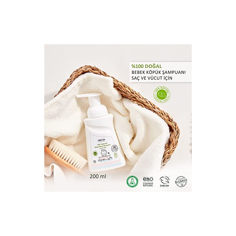 INCIA Baby Natural Hair and Body Foam Shampoo 200 ml