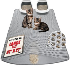 Zyusora Large cat Litter mat, Jumbo Size (47" x 27") Gray, Double Layer, Waterproof, Odor-Free, Easy to Clean