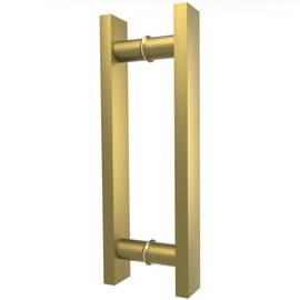 LVYIHAN Titanium Gold Square Barn Door Handles 12"/16"/18"/24"/36"/48"/59'', Pull Push Long French Door Handle Double Sided, Large Front Exterior Shower Door Pull Handles