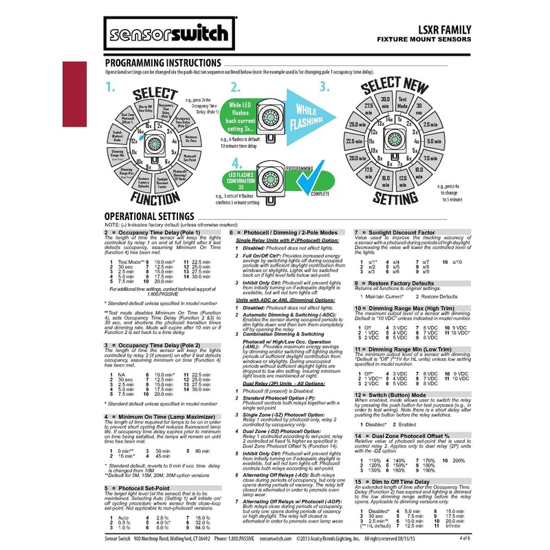 Sensor Switch LSXR 610 ADC Line Voltage Fixture Mount Sensor