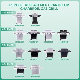 463365021 463366022 Grill Replacement Parts for Charbroil Performance 4 Burner 463365021 463354021 463352521 463351021, 5 Burner 463448021, G325-0002-W1 Heat Plate, G327-2100-W1 Burner, Crossover Tube
