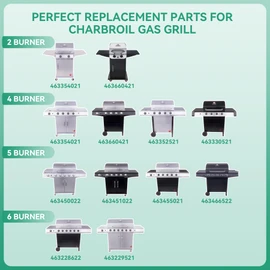 463365021 463366022 Grill Replacement Parts for Charbroil Performance 4 Burner 463365021 463354021 463352521 463351021, 5 Burner 463448021, G325-0002-W1 Heat Plate, G327-2100-W1 Burner, Crossover Tube