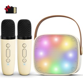 Mini Karaoke Machine for Kids Adults, Portable Bluetooth Karaoke Speaker with 2 Wireless Microphones for Girls Boys 3-11,12+ Years Old, Gifts for Family Home Birthday Party