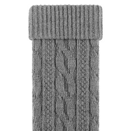Ateena Wool Leg Warmers for Ladies, Soft Winter Knit Crochet Anklewarmers in Braid Pattern, Women's Gaiters for Dance or Ballet, Chunky Boot Cuffs in One Size, Grey
