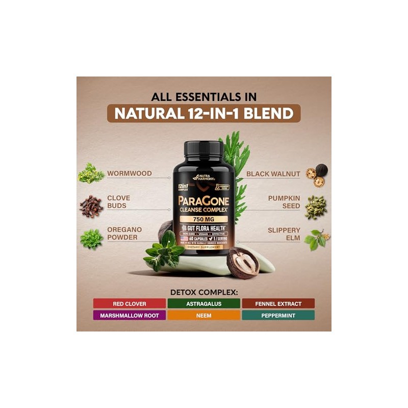 Wormwood, Black Walnut, Clove & Astragalus - ParaGone for Cleanse,
