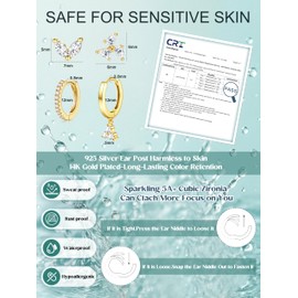 MILACOLATO 4 Pairs Sterling Silver Stud Hoop Earrings Set for Women Gold Earring Stacks Hypoallergenic Small Earring Sets for Multiple Piercings 3Flower