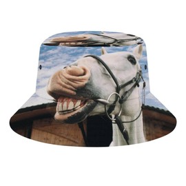 JopaJre Luahing Horse Funny Bucket Hat for Women Men Sun Cap Fisherman Hat Packable Beach Caps Travel Outdoor