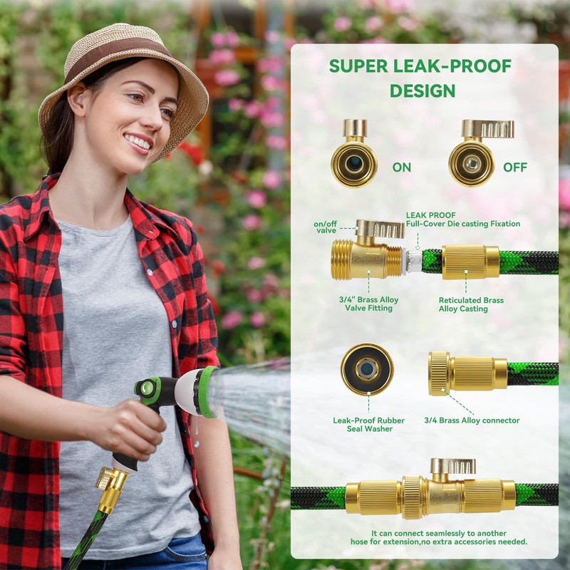 75FT NON-EXPANDABLE Garden Hose Ultra Lightweight Hose & Flexible Water