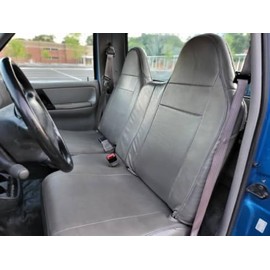Durafit Seat Covers, Made to fit 1998-2003 Ranger XL Regular Cab Front 60/40 Split Bench Seat Covers in Gray Leatherette with Molded Headrests and Without Armrest