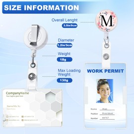 2Pcs A-Z Letter Badge Reels Holder Retractable with ID Clip for Nurse Name Tag Card Cute Nursing Doctor Teacher Student Medical Work Office M